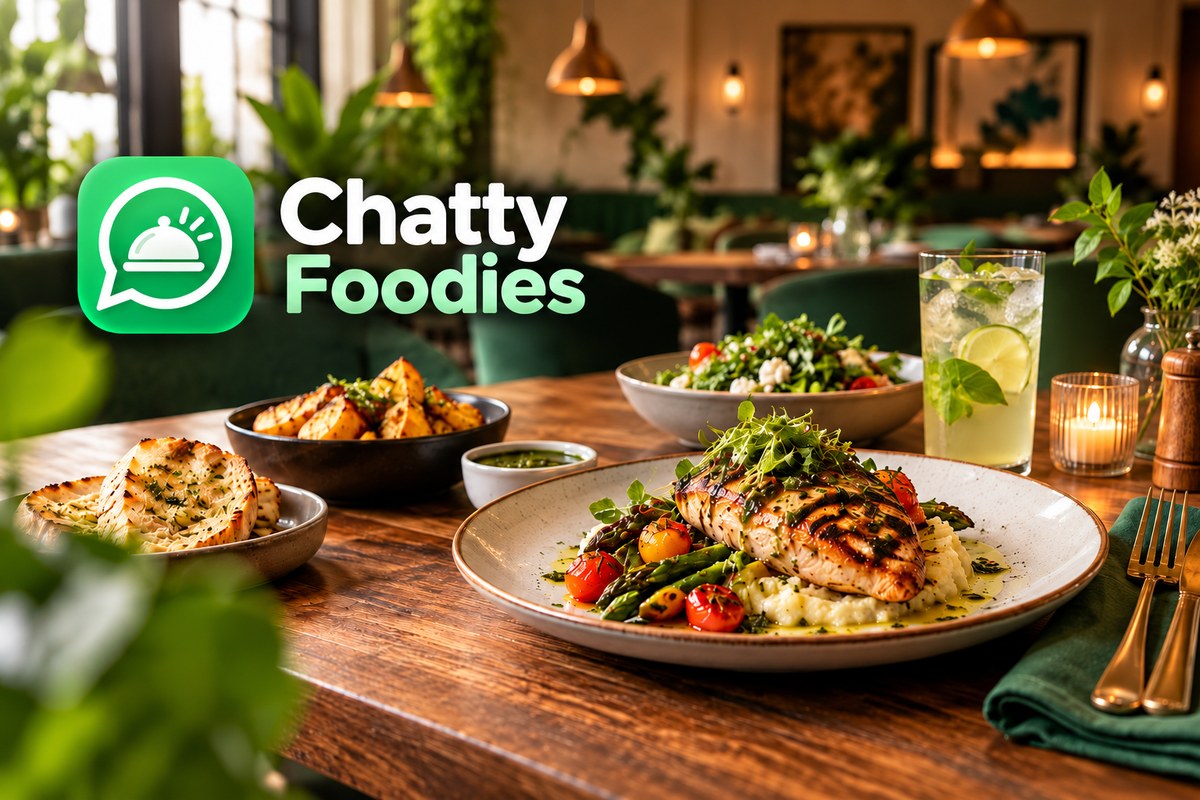 Prepared dishes on a warmly lit restaurant table